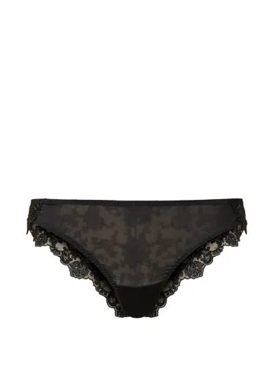 Twinset Embroidered Tulle Briefs In Brown