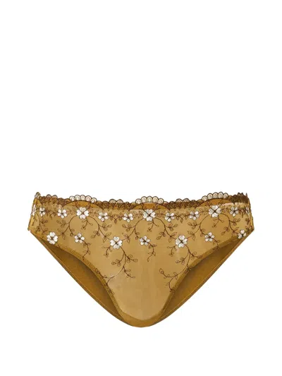 Twinset Embroidered Tulle Briefs In Green
