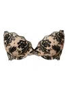 Twinset Embroidered-tulle Push-up Bra In Brown