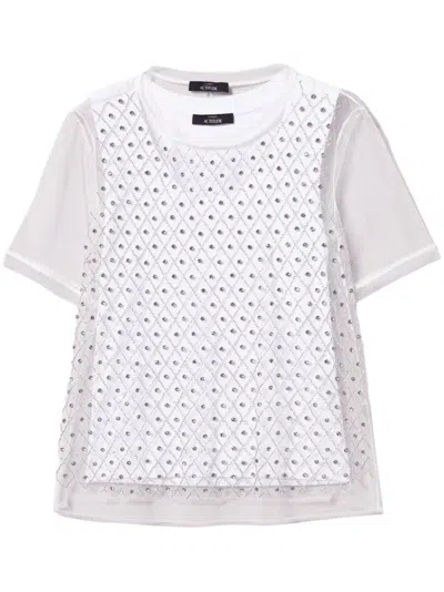 Twinset Embroidered Tulle T-shirt In White