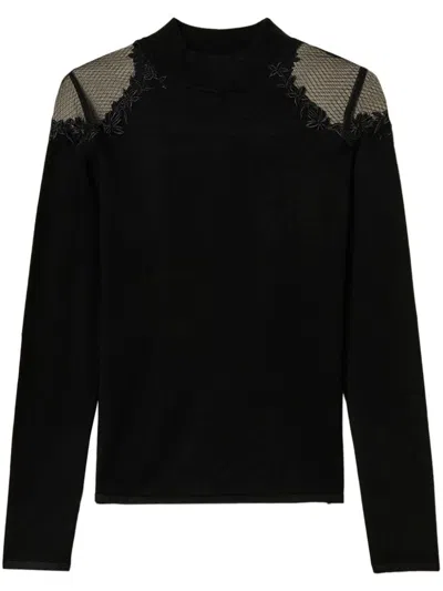 Twinset Embroidered Turtleneck Jumper In Black