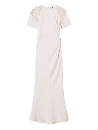 Twinset Embroidered Twill Dress In White