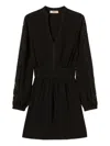 Twinset Embroidered V-neck Mini Dress In Black