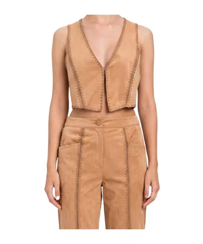 Twinset Embroidered Waistcoat In Brown