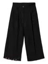 Twinset Embroidered Wide-leg Trousers In Black
