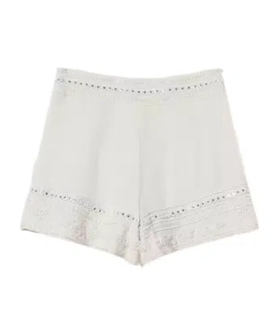 Twinset Embroidered-detail Shorts In White