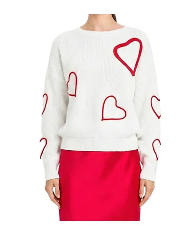 Twinset Embroidered-hearts Sweater In White