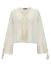TWINSET EMBROIDERY BLOUSE SHIRT, BLOUSE WHITE
