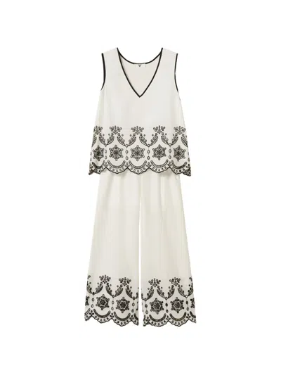 Twinset Embroidery Pyjama Set (set Of Two) In White