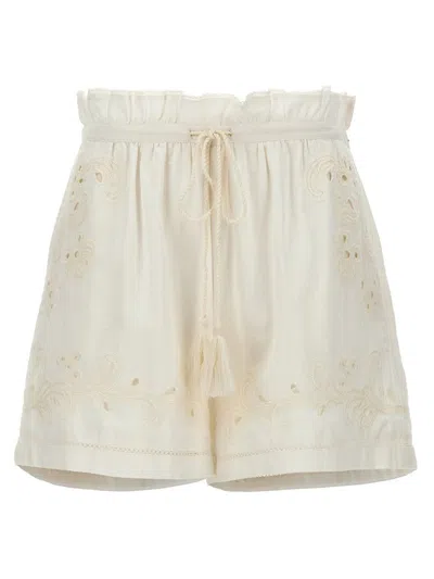 Twinset Embroidery Shorts In White