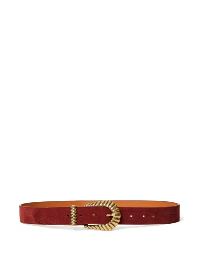 Twinset Engraved-buckle Suede Belt In Burgundy