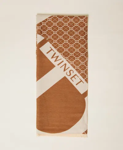 Twinset Étole En Drap Jacquard Avec Logo