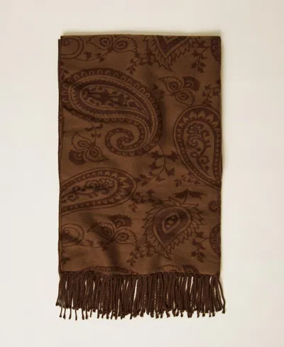 Twinset Étole Jacquard Avec Motif Paisley In Brown