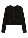 Twinset Eyelet-embellished Fitted Jacket In Black