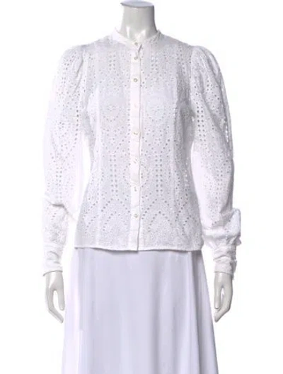 Pre-owned Twinset Eyelet Lace Pattern Blouse In White