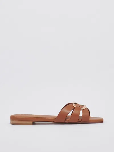 Twinset Fabric Sandal In Cuoio