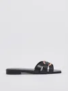 Twinset Oval T-plaque Leather Slides In Nero