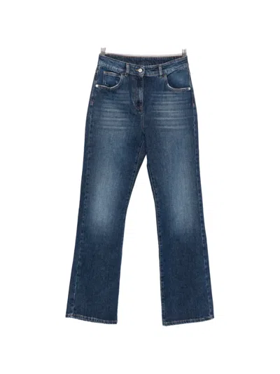 Twinset Faded Straight-leg Jeans In Blue