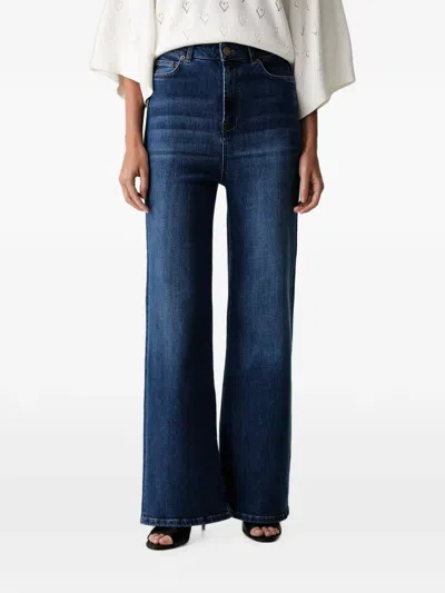Twinset Faded-effect Wide-leg Jeans In Blue