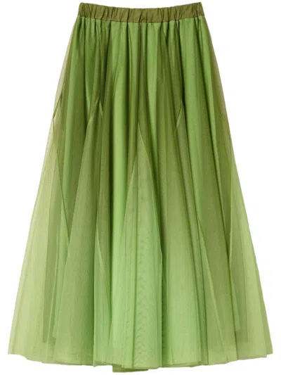 Twinset Fadeout-printed Tulle Skirt In Green