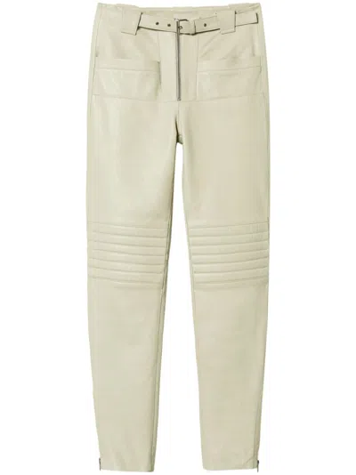 Twinset Fairfax Leather Biker Trousers In Neutrals
