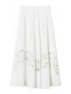 Twinset Twin-set Flared Cotton Poplin Sangallo Skirt In White