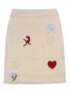 Twinset Treeblend Wool Yarn Skirt With Embroidery In Yellow