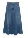 Twinset Oval T-belt Denim Maxi Skirt In Dark Wash