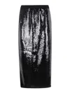 Twinset Black Midi Skirt With Sequins All-over In Black