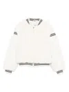 Twinset Puff-sleeve Striped-cuff Jacket In White