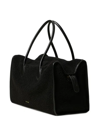 Twinset Faux Fur Bowler Bag In Black