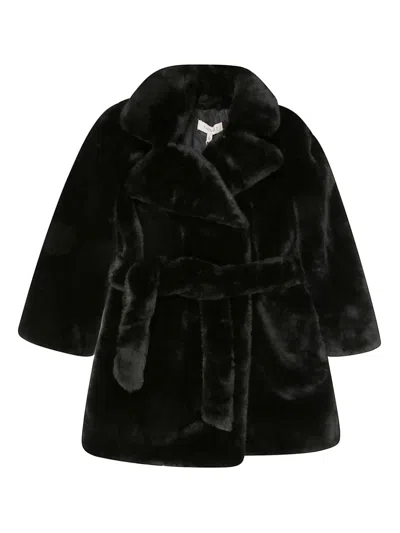 Twinset Kids' Faux-fur Coat In Black