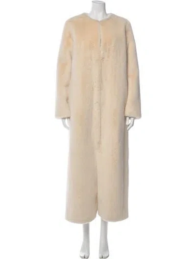 Pre-owned Twinset Faux Fur Coat In Neutral