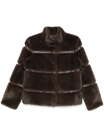 Twinset Faux-fur Jacket In Brown