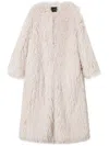 Twinset Faux-fur Long Coat In Neutrals