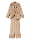 Twinset Faux-fur Long-sleeve Pajamas In Neutral