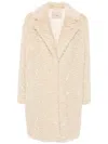 Twinset Faux-fur Midi Coat In Neutrals