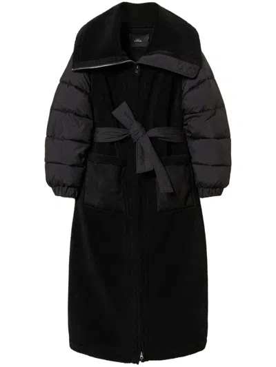 Twinset Faux-fur Padded Coat In Black