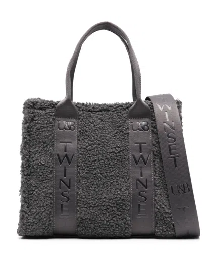 Twinset Faux-fur Tote Bag In 灰色