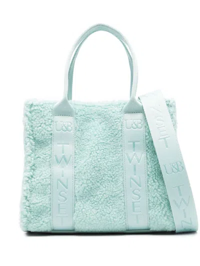 Twinset Faux-fur Tote Bag In 蓝色