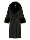 Twinset Faux-fur Trimmed Coat In Black