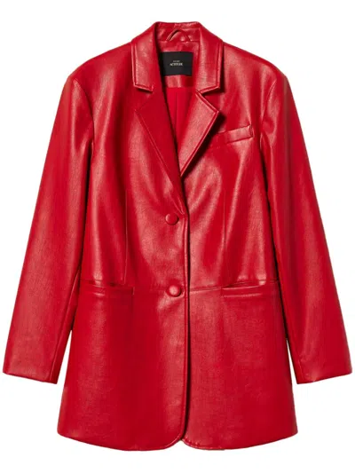 Twinset Faux-leather Blazer In Red