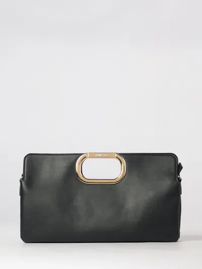 Twinset Faux Leather Clutch With Rigid Handle And Shoulder Strap In Black