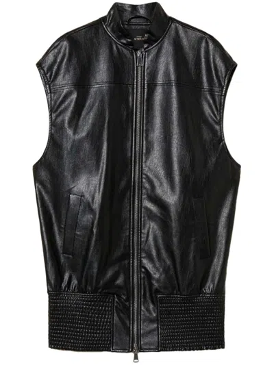 Twinset Faux-leather Gillet In Black