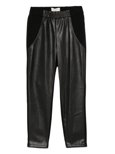 Twinset Kids' Faux-leather Leggings In Black