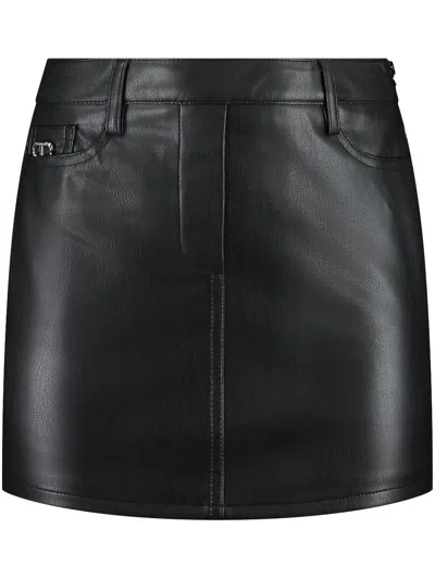 Twinset Kids' Faux-leather Mini Skirt In Black