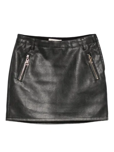 Twinset Kids' Faux Leather Miniskirt  In Black