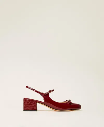 Twinset Faux Patent Leather Sling Back Court Shoes