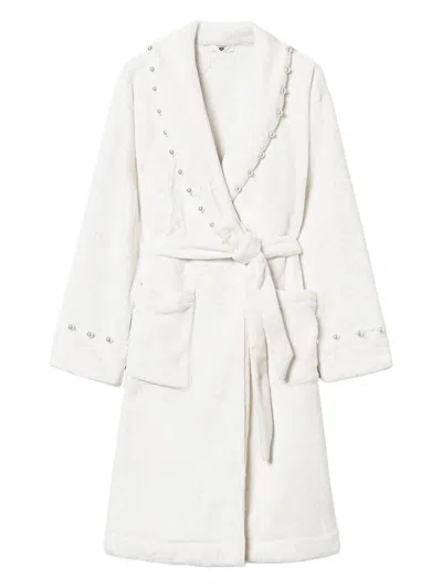 Twinset Faux-pearl Embellished Dressing Gown In White