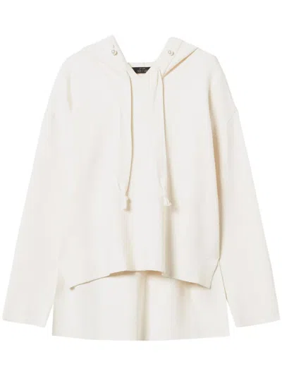 Twinset Faux-pearl Embellished Hoodie In White